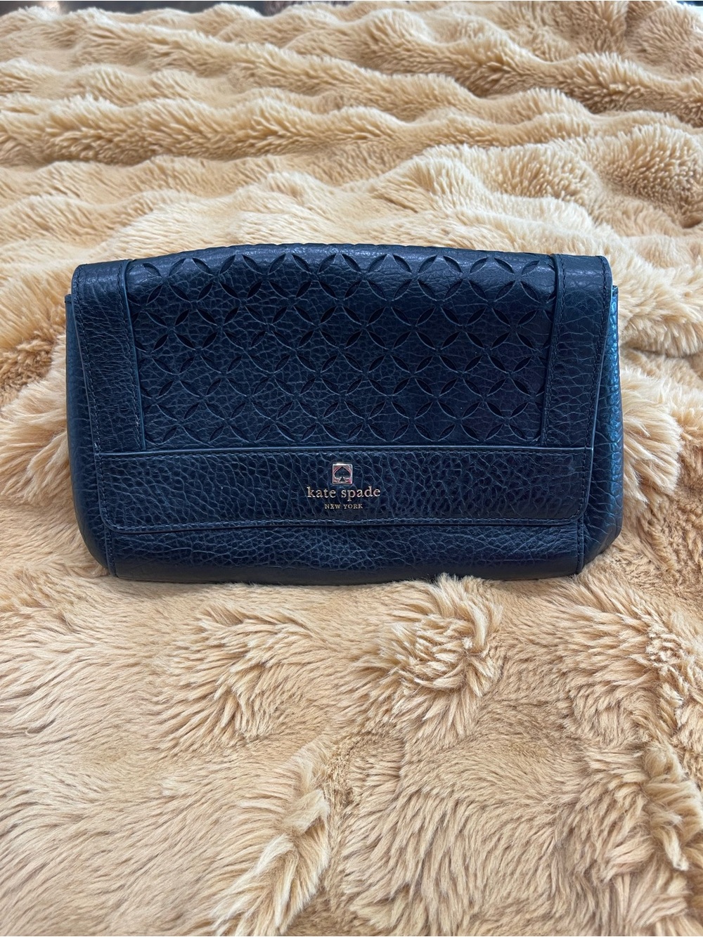 kate spade Black Textured Leather Clutch